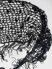 🍀 Black Crochet Hair Net Snood with Sequins & Fringe – Dance, Vintage Style 🍀