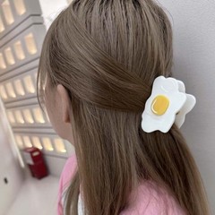 NOIAFZY 2Pcs Adorable Poached Egg-Shaped Hair 2 Count (Pack of 1), White