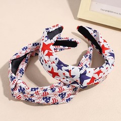 4th Of July Independence Day Headband, with Knotted Wide Edge Red Blue Five-p…