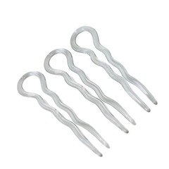Parcelona French Sleek 3 1/2″ Celluloid Wavy U Shaped Hair Pins for Women(3 Pcs)