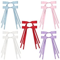Hair Clips,Ribbon Bow Hair Ties with Tassel 10pcs Purple Blue Pink White Red