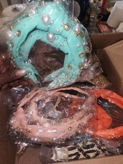 Multicolor Fabric Plastic Headbands Beaded Rhinestone Pearl Accents Women Teens