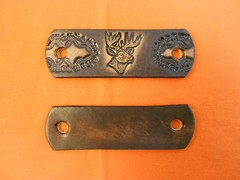 2 Leather Hair Barrettes w Sticks, Ponytail, Deer Head Buck, Hand Crafted #230