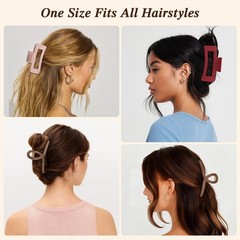 4 PCS Cloud Claw Clips for Women, Unsnappable 1 Count (Pack of 4), Red&Brown