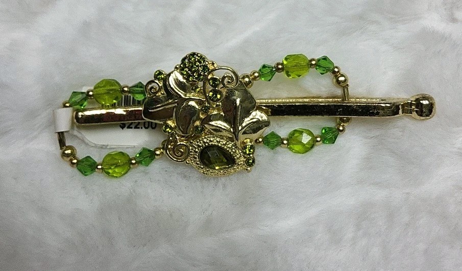 Small Lilla Rose Flexi Hair Clip Green Enamel New w Tag