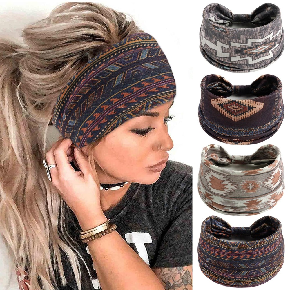 Boho Wide Headbands for Vintage Floral Head Bands Large African Bandana Hairb…