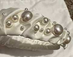 NWT $150 Lele Sadoughi Knotted Kelly Headband Crown Bridal Pearls Preppy Brunch