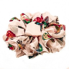 Large Ruffled Solid Color Satin Chiffon Fabric Claw Jaw Clip Hair Bows – H731