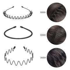 6 PCS Metal Hair Headband Wave Style Hoop Band Comb Sports Hairband Men Women