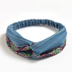 Fashion Women Girls Summer Bohemian Hair Bands Print Headbands Vintage Cross Tur