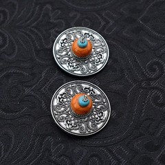 Ethnic Hair Clip Tibetan Mongolian Silver Plated Hair Barrette Accessory