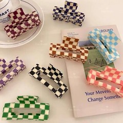 Checkered Hair Claw Clip Large Hair Claw Clips For Thick Hair (10CM)