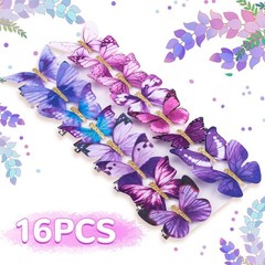 DEEKA 16 PCS Butterfly Hair Clips Small 1 Count (Pack of 16), Purple