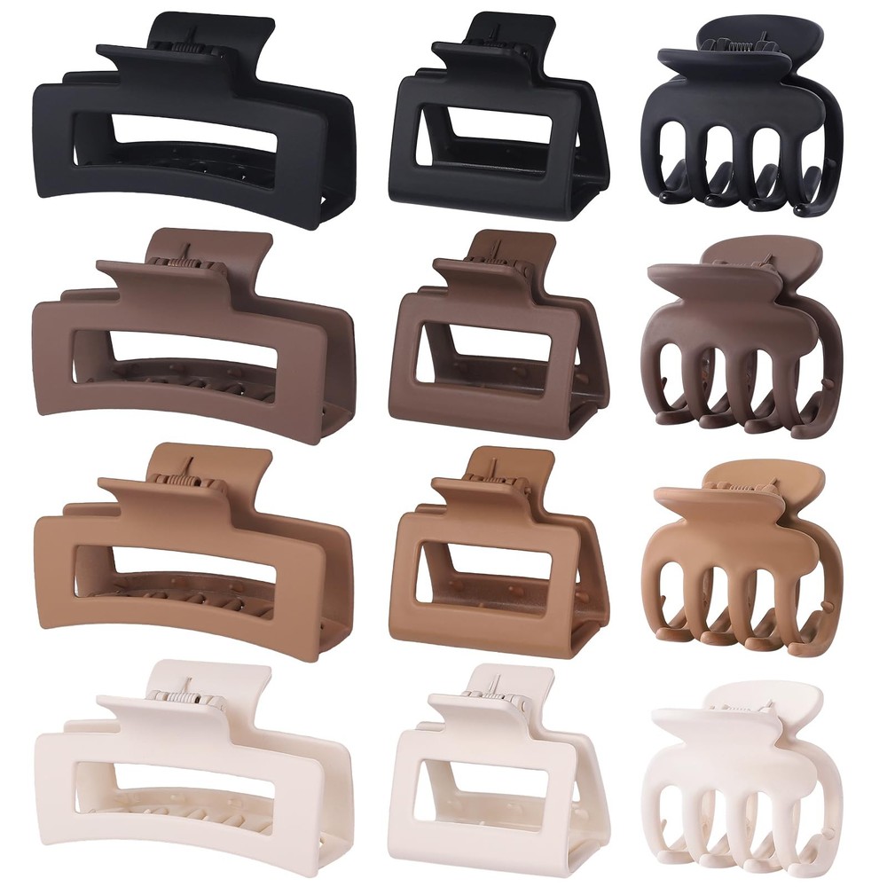 SMKSL 12 Pcs Hair Clips for Women 3 Styles Small 1 Count (Pack of 12), Brown
