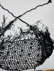 🍀 Black Crochet Hair Net Snood with Sequins & Fringe – Dance, Vintage Style 🍀
