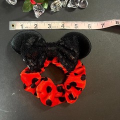 Minnie Mouse Hair Scrunchies Polka Dot Hair Rubber Band Velvet Ears Sequins