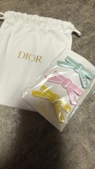 Dior Beauty Bow Hair Clips Set of 3 Pink Green Yellow Gift 100% Authentic Ribbon