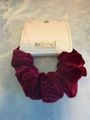 Burgundy velvet ribbed scrunchie by Scunci