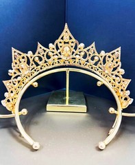 Gold Tiara and Crown for Women Crystal Queen Crown Green Gemstone Princess Tiara