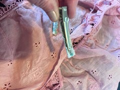 1930s Printed Cotton Sheer Fabric Hair Clips on Straight Alligator Clips