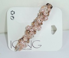 Claire’s Icing Hair Clip Beaded Rhinestones Faux Pearl Dusty Rose USA Seller