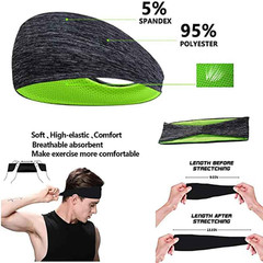 3 Pack Sports Headbands Moisture-Wicking Running Yoga Gym Non Slip Sweatbands