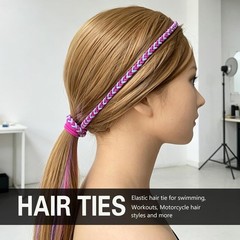 3 Packs 25″ Elastic Hair Ties Ponytail Holders, Colorful Sports Hair Bands, Spir