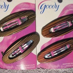 2 Goody Heather Brown Striped Tan Flexible Plastic Cover Metal Snap Clips Black