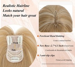 2.7″x4.3″Cap Blonde Synthetic Hair Topper for Women Clip in Cover Headtop 18″