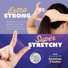 Hair Elastics – Ouchless No Damage Elastic Hair Bands (Clear – Small)