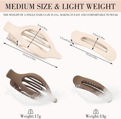 8 Pcs Flat Hair Clips, Neutral Color Flat Claw Clips 2 Styles Hair Claws