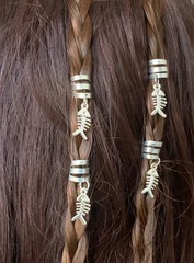 Fish Skeleton Hair Clips Set of 4 Charms Silver Color Accessories Decoration