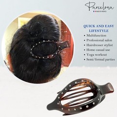 Parcelona French Elite Wide Beak Crystals Tortoise 1 Count (Pack of 1), Brown