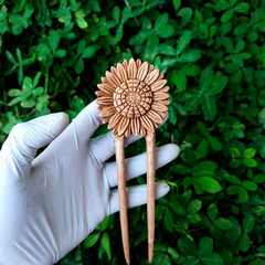 Handmade Sunflower hair pin hair stick hair fork | Wooden Hair accessory Gifts