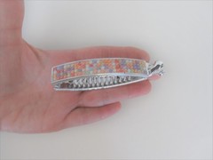 Silver acrylic multi-color beads banana hair claw clip