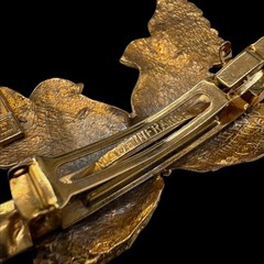 YVES SAINT LAURENT Barrette YSL Hair clip pin AUTH Logo Gold kenkenjp Bird Motif