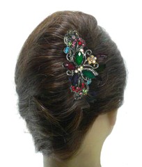 JCGY Butterfly Barrette with Beads and Crystals Hair Clip for Women U86800-0053