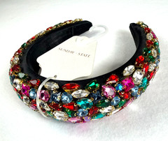 Sunday State Big Black Headband – Rhinestones Gemstones for Adult – NWT