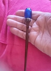 Hair Stick – Blue stone .wooden handle- 8. ‘long.