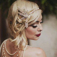 1920’S Flapper Headband Leaf Rhiestones Headpiece Pearl Tassel Headdress Bride W