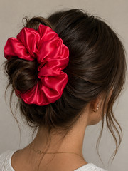 Handmade Satin Silk Scrunchie Hair Tie Small Large Women Girls Soft Elastic