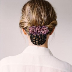 4Pcs Flower Hair Bun Holder 1 Count (Pack of 4), Brown+Pink+Purple+Black