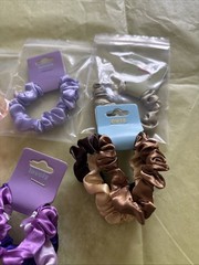 Set Of 12 Solid Color Hair Scrunchies Hair Ties Multicolor Bright Satin Summer