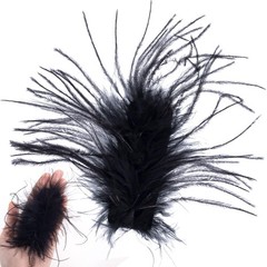 BEIQIYA Ostrich Hair Clip, Black Fluffy Feather 1 Count (Pack of 1),