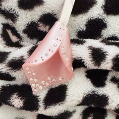 VINTAGE FRENCH PINK CELLULOID W/ RHINESTONES Art Deco CLIP HAIR BARRETTE PARIS