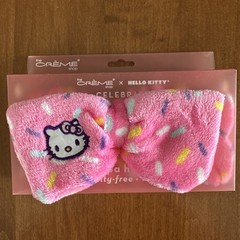 New Creme Shop Hello Kitty Celebrate Plush Spa Headband Hot Pink Sprinkle Design