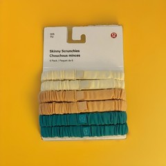 Lululemon Skinny Scrunchies 6 Pack Hair Ties New With Tags Yellow Peach & Teal