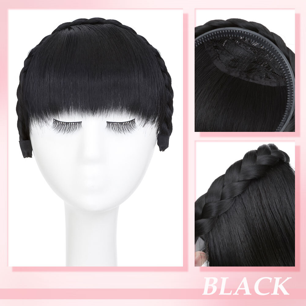 Headband with Bangs Hair Fringe Braid Hairband Chunky Hairpiece Christmas Gift