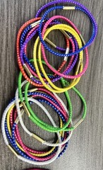 Lot of 67 Vintage Ponytail Hair Elastics Fabric Covered Metal Crimp Assorted