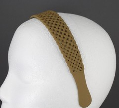 Brown basketweave plastic head band hair accessory grip teeth 1.25″ wide woven